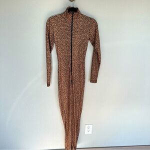 NILS Sportswear One Piece Vanity Cat Suit Base Layer Leopard Animal Print XS